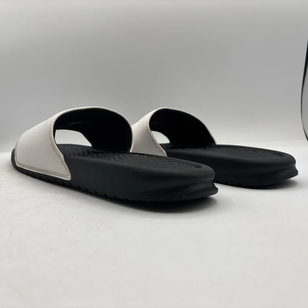 Nike Benassi JDI Slides Mens Size 8 White Black 343880-100 Slip On Sport Sandals